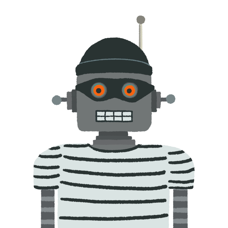 Ilustración robot disfrazado de ladrón